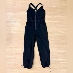 Pistola Viva Utility Jumpsuit Size S Black Noir Sleeveless Zip Front Straps NWT